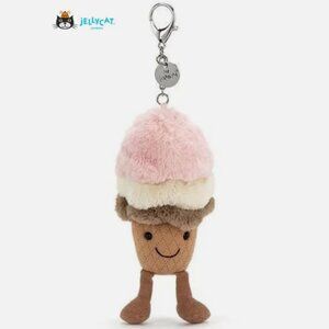 Jellycat Amuseable Ice Cream Bag Charm Keychain Soft Plush Food Toy NWT